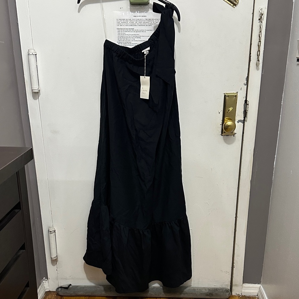 A New Day Black One Shoulder Midi Sundress XSmall NWT